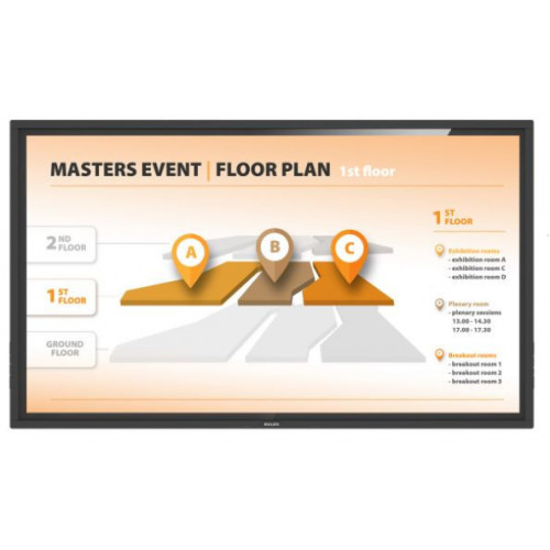 43" T-Line; 18/7, UHD, basic failover, HEIR, 20 touch points, Android 8, CMND, WiFi, IR, OPS, 400cd