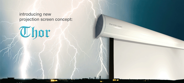 Euroscreen Thor Install electric screen 16:9 Flex white surface VA 390cm x 219.5cm OA 400cm x 250cm