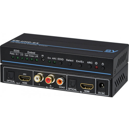 4K UHD Audio Embedder/ De-Embedder - Can Embed Using Either On Optical Stereo & Coax . De-Embeds On All Optical Stereo & Coax.