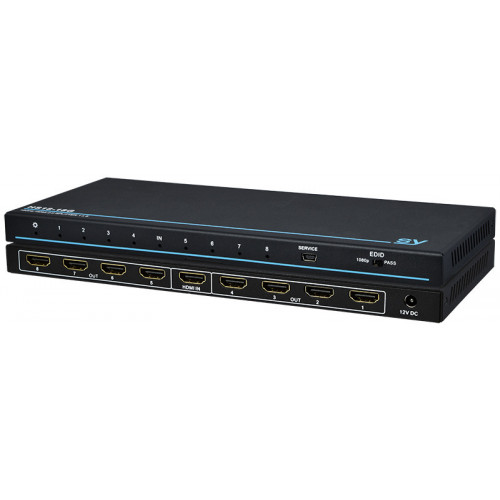 1:8 HDMI 2.0 Splitter (DA) with EDID management. 18 Gbps