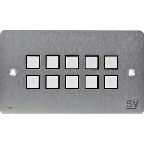 UK 10 Button Keypad Controller With Ethernet. Tri-colour LEDs, 4 Bi-directional RS232/IR Ports. 2-gang Brushed Aluminium Faceplate