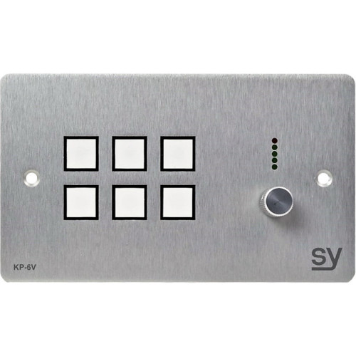 UK 6 Button Keypad Controller With Ethernet & Rotary Volume Control. Tri-colour LEDs, 4 Bi-directional RS232/IR. 2-gang Brushed Aluminium Faceplate