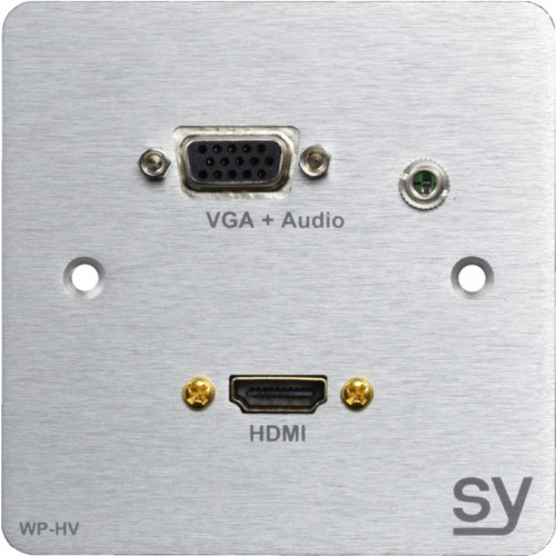 HDMI & VGA Single Gang Wall Input Plate. UK Brushed Aluminium