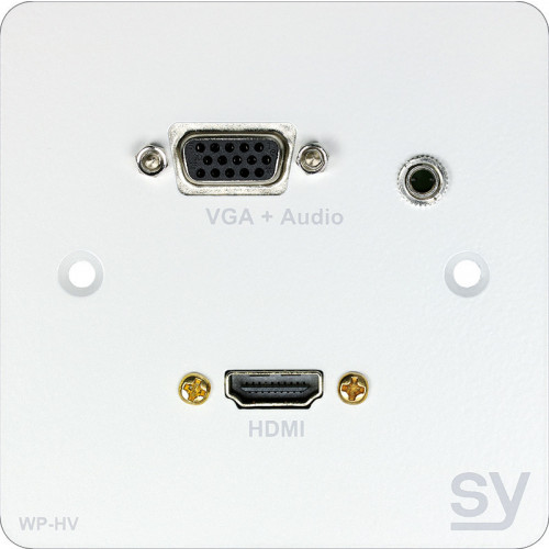 HDMI & VGA Single Gang Wall Input Plate. UK White.