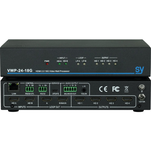 High resolution Video -Wall Processors -HDMI 2.0 -18G. 2 in 4 Out