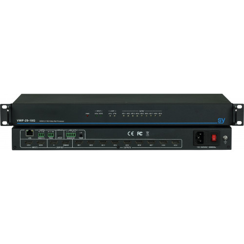 High resolution Video -Wall Processors -HDMI 2.0 -18G. 2 in 9 out