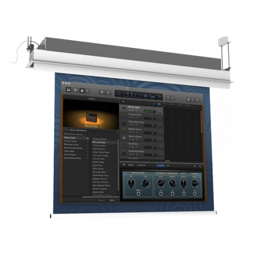 Screen International Raffaello 160cm x 90cm, 16/9 Format Non Tensioned Electric Screen, Matt White Surface, 30cm Black Drop and 5cm Black Side Borders