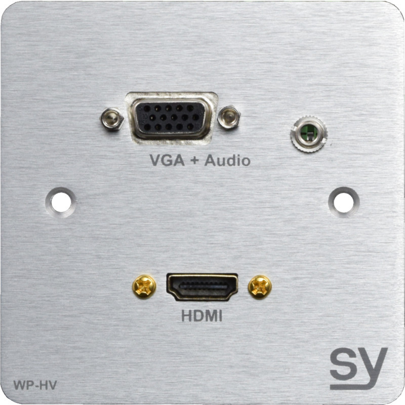 HDMI & VGA Single Gang Wall Input Plate. UK Brushed Aluminium